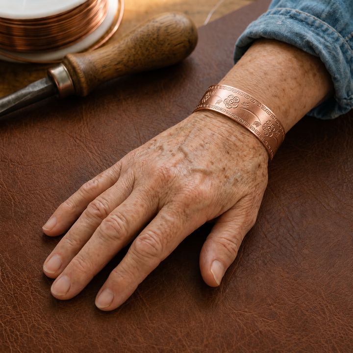 Patricia's Fret Copper Bracelet