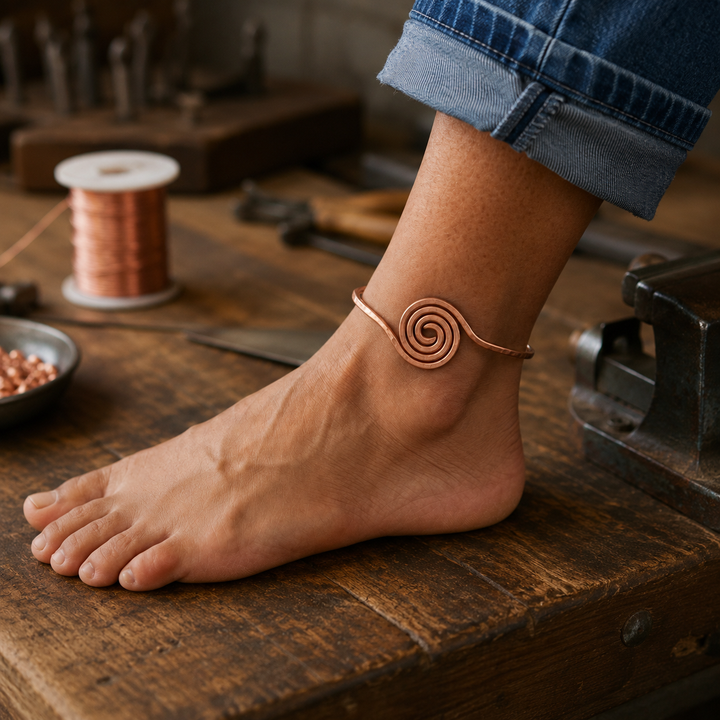 Patricia's Spiral Copper Anklet