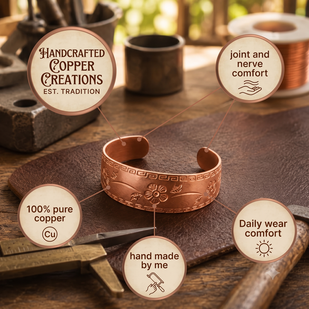 Patricia's Fret Copper Bracelet