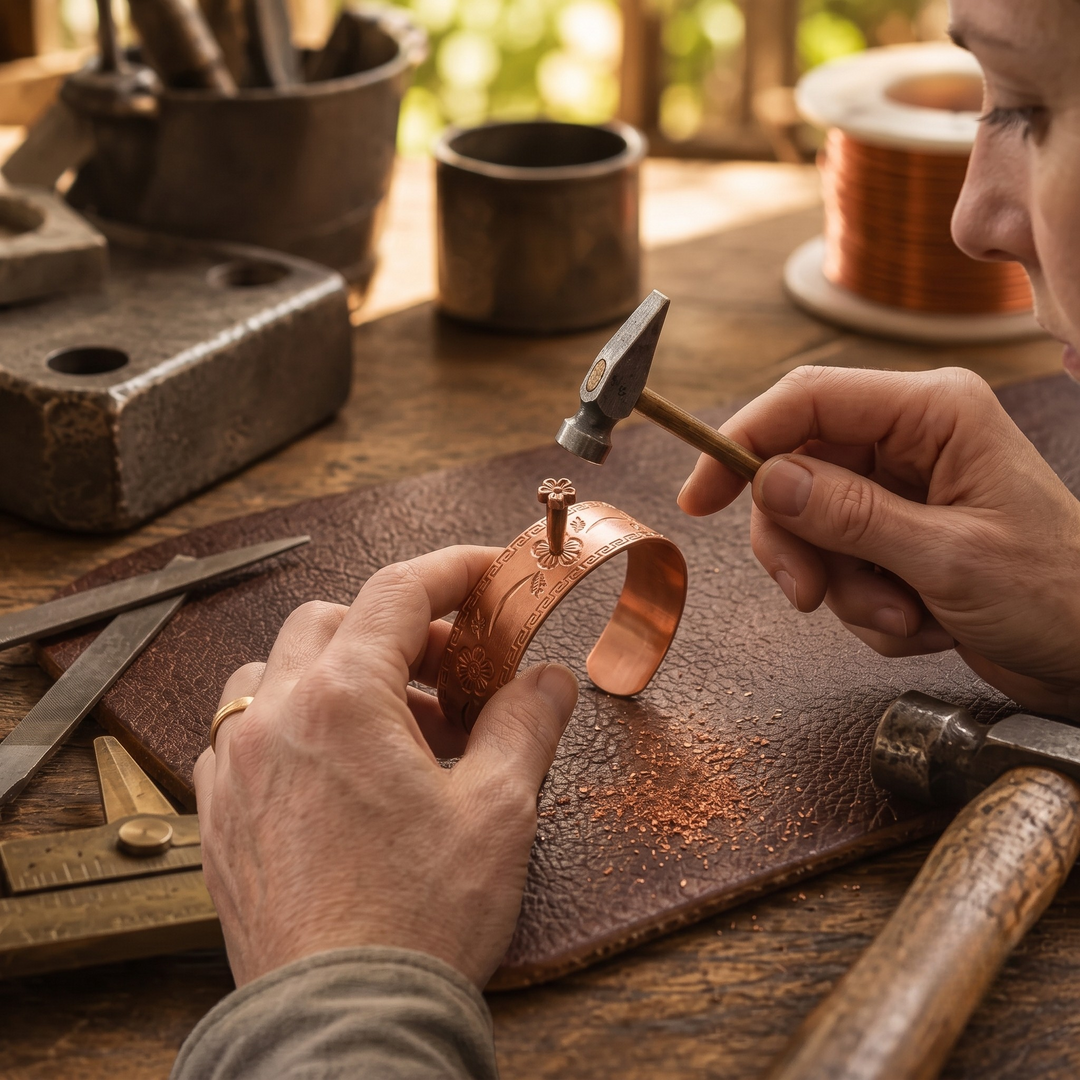 Patricia's Fret Copper Bracelet
